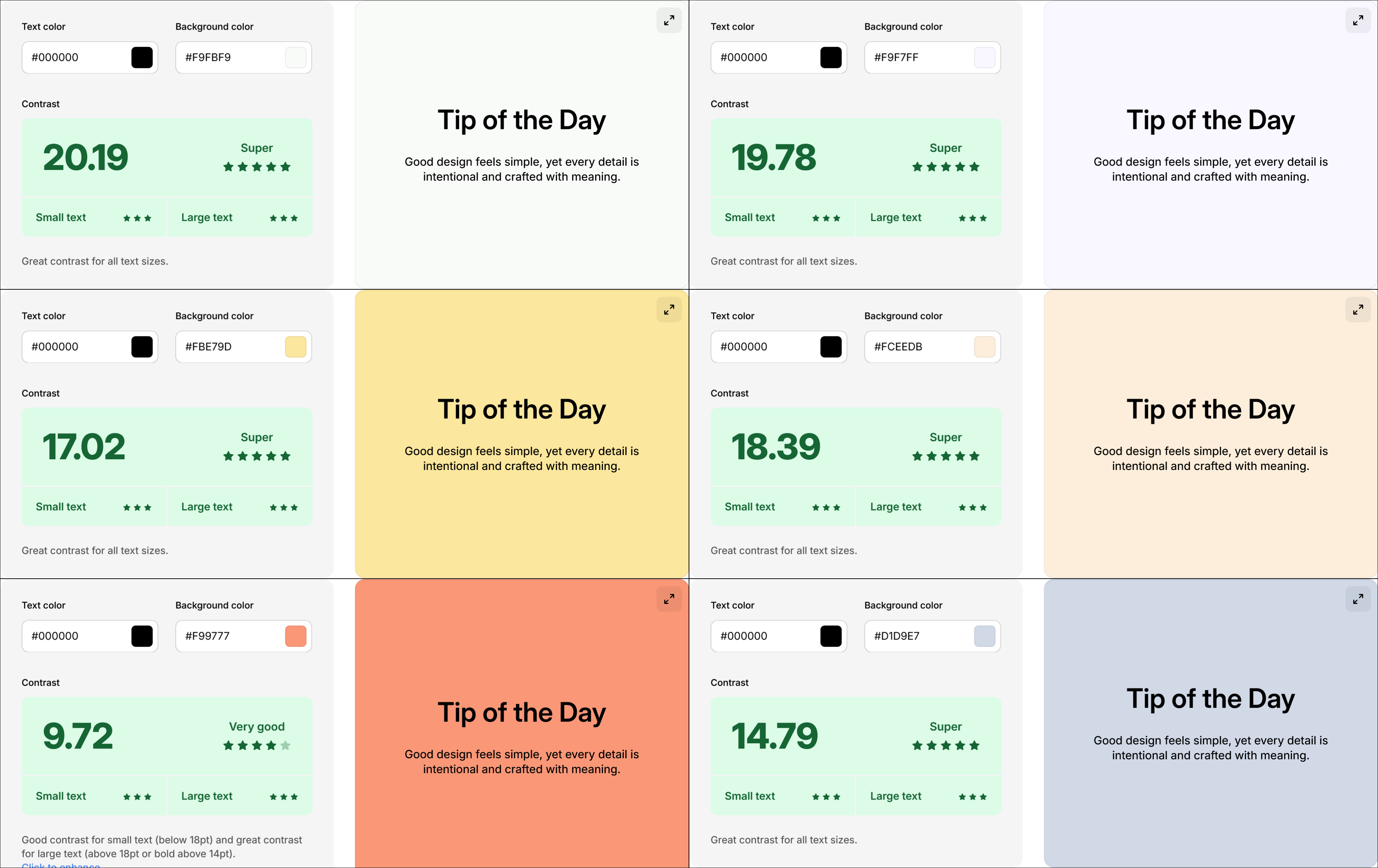Immagine raffigurante i colori implementati per generare contrasto nel testo